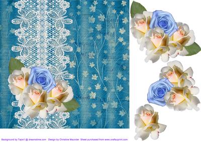 White and Blue Roses