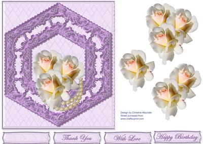 White Roses on Lavender Lace