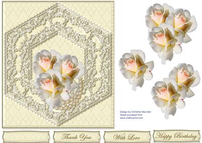 White Roses on Cream Lace