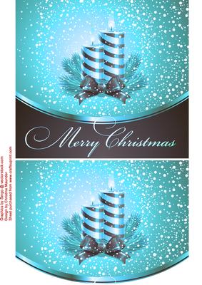 Christmas Candles - Envelope Card - Blue