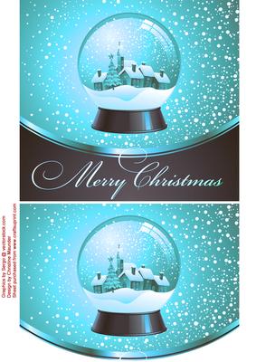 Christmas Snow Globe - Envelope Card - Blue
