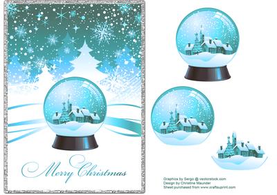 Merry Christmas Snow Globe - Blue