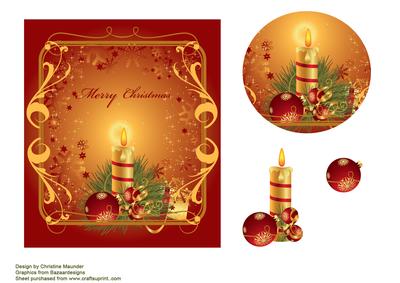 Christmas Candle and Baubles - Decoupage