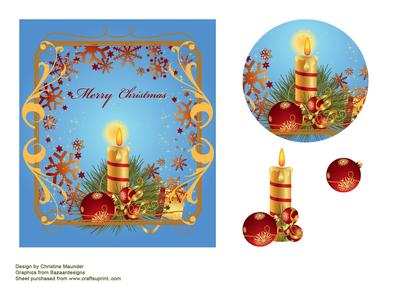 Christmas Candle and Baubles - Decoupage