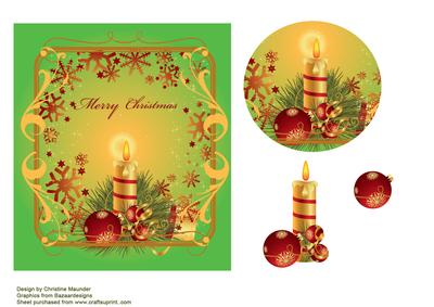 Christmas Candle and Baubles - Decoupage