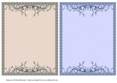 Floral Backing Sheets - Blue and Fawn