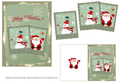 Merry Christmas Santa and Snowman