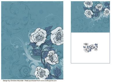 Floral and Swirls Backing Sheet - Blue Tones