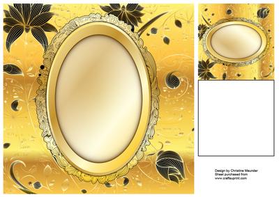 Golden Frame Gold and Black Floral Backing Sheet