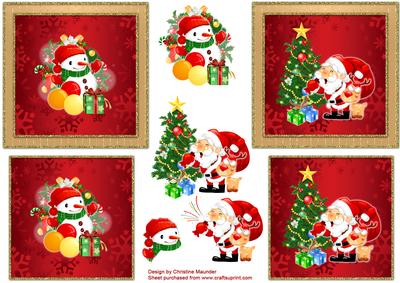 Christmas Santa and Snowman Toppers