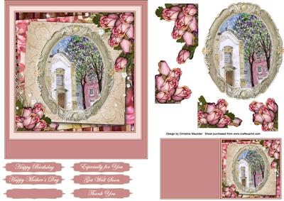 Vintage Roses and Church Scene