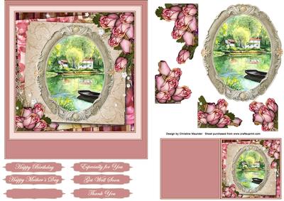 Vintage Roses and Lake House Scene