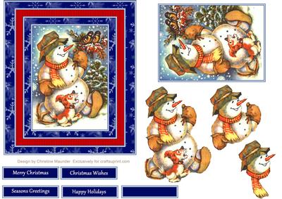 Christmas Snowman and Puppy