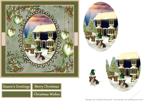 Christmas Winter Scene with puppy