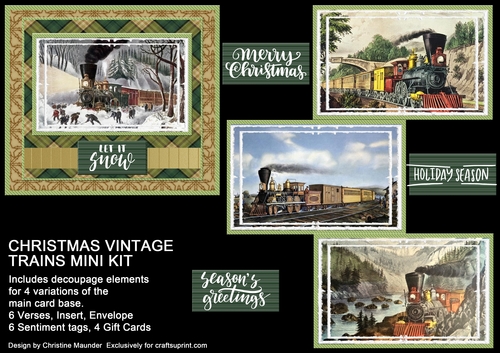 Christmas Vintage Trains Mini Kit