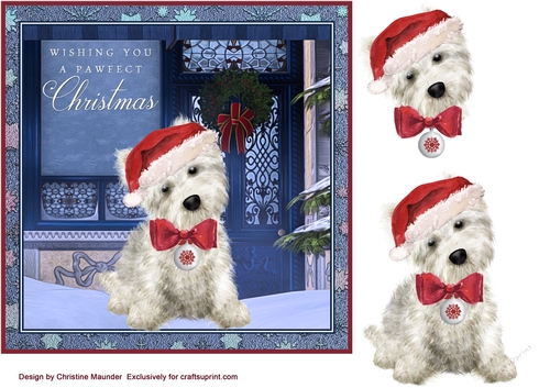 Westie Christmas 1 - Red Bow