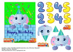 Happy Elephant Blue