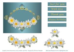 White Water Lilies on Blue and Gold Frame