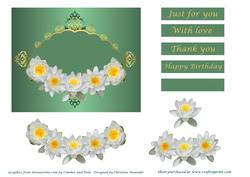 White Lilies on Green and Gold Frame