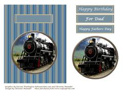 Steam Train on Blue Striped Background