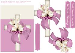 Sympathy or Easter Cross with Flowers and Ribbon