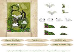 Swans in the Night - Decoupage