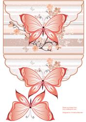 Cherry Blossom, Butterfly Envelop Card - Apricot Tones