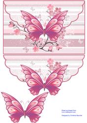 Cherry Blossom, Butterfly Envelop Card - Pink Tones