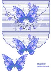 Cherry Blossom, Butterfly - Envelop Card - Blue Tones