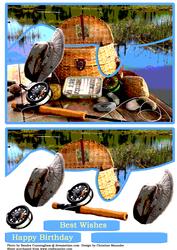 Fly Fishing - Envelope Card - Decoupage