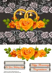 Orange Roses, Rings and Lace