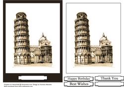 Leaning Tower of Pisa - Sepia Sketch