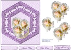 White Roses on Lavender Lace