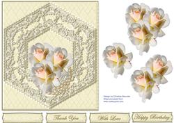 White Roses on Cream Lace