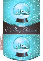 Christmas Snow Globe - Envelope Card - Blue
