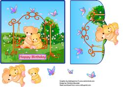 Happy Birthday - Cute Bears - Envelope Card