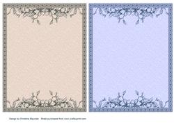 Floral Backing Sheets - Blue and Fawn