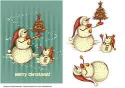 Vintage Snowmen and Christmas Tree