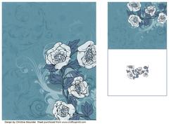 Floral and Swirls Backing Sheet - Blue Tones