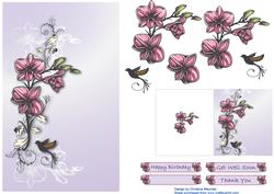Pink Floral with Bird