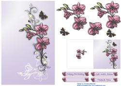 Pink Floral with Butterfly