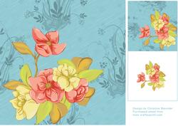 Floral Backing Sheet on Blue Background