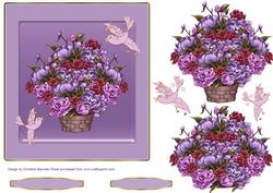 Floral Basket with Birds