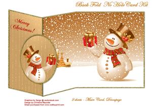 Merry Christmas Snowman Back Fold No Hole