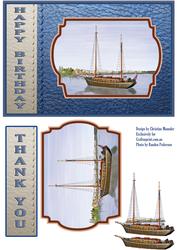Leather Bound Tall Ship Card