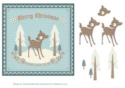 Cute Christmas Deer on Blue Background