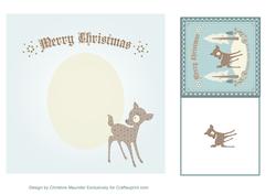 Cute Christmas Deer Insert - Blue