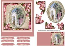 Vintage Roses and Church Scene