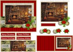 Christmas Fireplace - Mountain Lodge