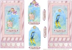 Happy Birthday - Rose and Bird Dl Cards